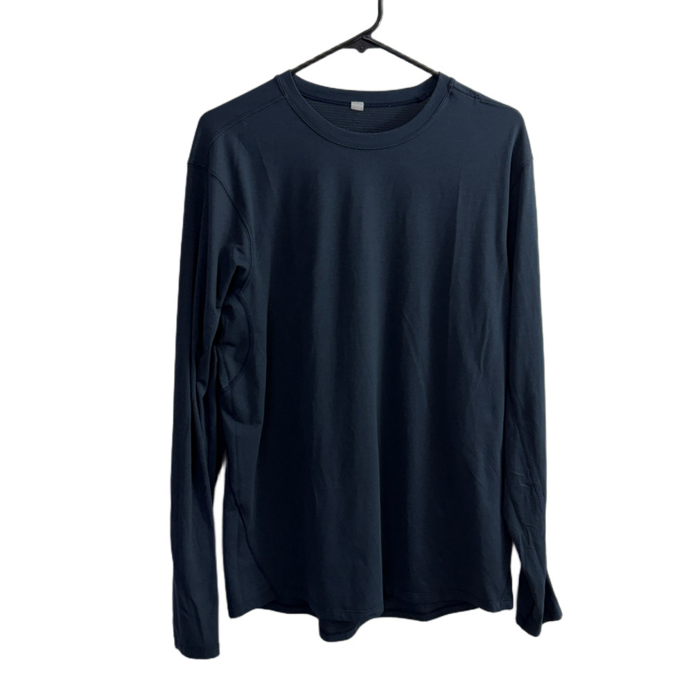 Lululemon Shirt Mens Large Blue Long Sleeve Crew Neck Twist Hem Athleisure